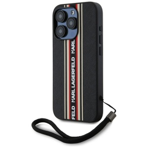 Husa pentru iPhone 15 Pro Max - Karl Lagerfeld Saffiano Athleisure Stripes Cord (KLHCP15XPAMSCNSR) - Red - Img 11