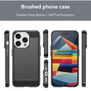 Husa pentru iPhone 15 Pro Max - Techsuit Carbon Silicone - Black - Img 3
