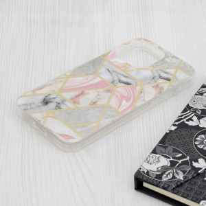 Husa pentru iPhone 15 Pro Max - Techsuit Marble Series - Pink Hex - Img 4