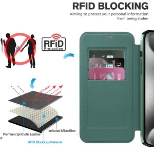 Husa pentru iPhone 15 Pro Max - Techsuit SmartMag Book Case - Green - Img 4