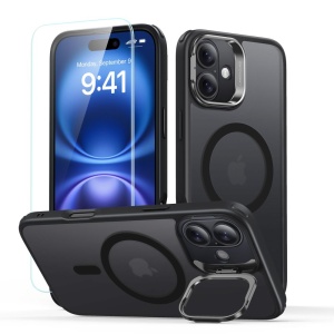 Husa pentru iPhone 16 + Folie - ESR Classic Hybrid HaloLock Kickstand - Frosted Black - Img 1