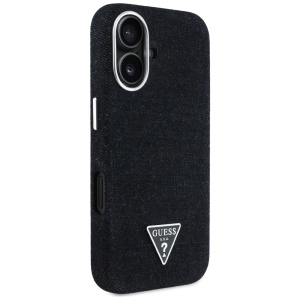 Husa pentru iPhone 16 - Guess Denim Triangle Logo MagSafe (GUHMP16SRJFWTLK) - Black - Img 7