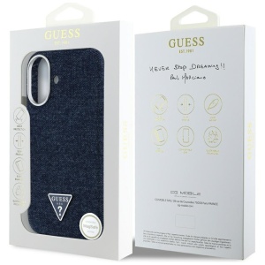 Husa pentru iPhone 16 - Guess Denim Triangle Logo MagSafe (GUHMP16SRJFWTLB) - Blue - Img 11