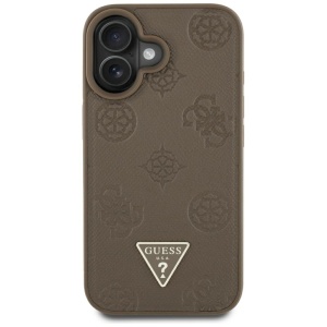 Husa pentru iPhone 16 - Guess Peony Grained Hot Stamp Triangle MagSafe (GUHMP16SPGBTMW) - Brown - Img 10
