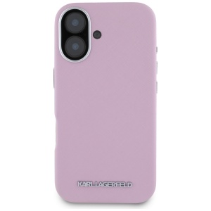 Husa pentru iPhone 16 - Karl Lagerfeld Saffiano Full Wrapped Elongated Metal Logo MagSafe (KLHMP16SPSAFWMCP) - Pink - Img 3