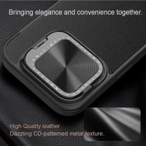 Husa pentru iPhone 16 - Nillkin Qin Prop Plain Leather Case - Black - Img 5