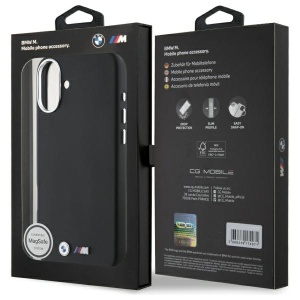 Husa pentru iPhone 16 Plus - BMW Leather M Smooth Full Wrapped Metal MagSafe (BMHMP16M23PMWK) - Black - Img 7