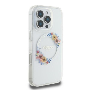 Husa pentru iPhone 16 Pro - Guess IML Flowers Wreath MagSafe (GUHMP16LHFWFCT) - Clear - Img 4