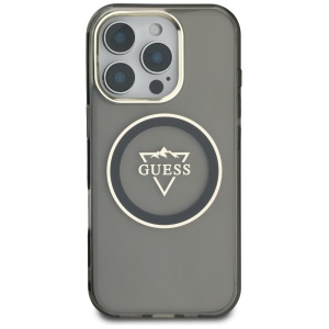Husa pentru iPhone 16 Pro - Guess IML Metal Mountain Logo MagSafe (GUHMP16LHFGTMSLSK) - Black - Img 3