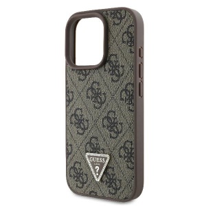 Husa pentru iPhone 16 Pro - Guess Leather 4G Triangle Strass (GUHCP16LP4TDPW) - Brown - Img 6