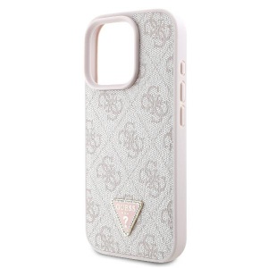 Husa pentru iPhone 16 Pro - Guess Leather 4G Triangle Strass (GUHCP16LP4TDPP) - Pink - Img 6