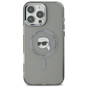 Husa pentru iPhone 16 Pro - Karl Lagerfeld IML MagSafe (KLHMP16LHLSKIK) - Metal Karl`s Head - Img 5