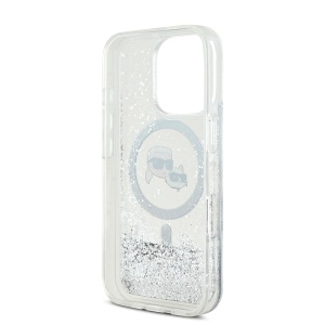 Husa pentru iPhone 16 Pro - Karl Lagerfeld Liquid Glitter MagSafe (KLHMP16LLGKCSGH) - Clear Karl&Choupette Head - Img 3