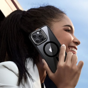 Husa pentru iPhone 16 Pro Max + Folie - ESR Classic Hybrid HaloLock Kickstand - Clear Black - Img 5