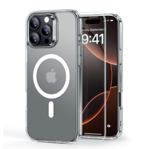 Husa pentru iPhone 16 Pro Max + Folie - ESR Classic Hybrid HaloLock - Frosted Clear - Img 1