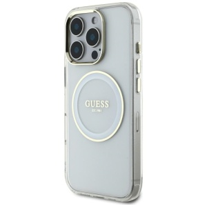 Husa pentru iPhone 16 Pro Max - Guess IML Metal Colored Circle MagSafe (GUHMP16XHTDRCEDH) - White - Img 4