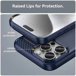 Husa pentru iPhone 16 Pro - Techsuit Carbon Silicone - Blue - Img 5