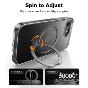 Husa pentru iPhone 16e - Torras Ostand Spin MagSafe Series - Clear - Img 4
