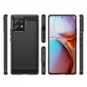 Husa pentru Motorola Edge 40 Pro - Techsuit Carbon Silicone - Black - Img 2