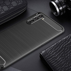 Husa pentru OnePlus Nord 5G - Techsuit Carbon Silicone - Black - Img 7
