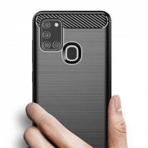 Husa pentru Samsung Galaxy A21s - Techsuit Carbon Silicone - Black - Img 4