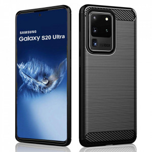 Husa pentru Samsung Galaxy S20 Ultra 4G / S20 Ultra 5G - Techsuit Carbon Silicone - Black - Img 1