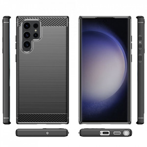 Husa pentru Samsung Galaxy S23 Ultra - Techsuit Carbon Silicone - Black - Img 2