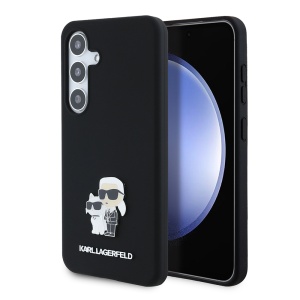 Husa pentru Samsung Galaxy S24 - Karl Lagerfeld Silicone (KLHCS24SSMHKCNPK) - Karl&Choupette Metal Pin - Img 1