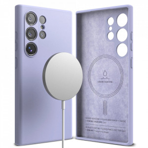 Husa pentru Samsung Galaxy S24 Ultra - Ringke Silicone Magnetic MagSafe - Lavender