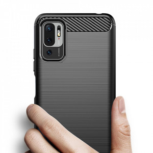 Husa pentru Xiaomi Redmi Note 10 5G / Poco M3 Pro 5G - Techsuit Carbon Silicone - Black - Img 2