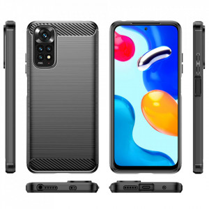 Husa pentru Xiaomi Redmi Note 11 / Note 11S - Techsuit Carbon Silicone - Black - Img 2