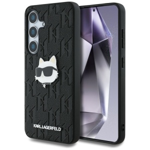 Husa Samsung Galaxy S25 Plus - Karl Lagerfeld Hardcase Monogram Leather (KLHCS25MPGKLCHPK) - Choupette Head Pin - Img 1