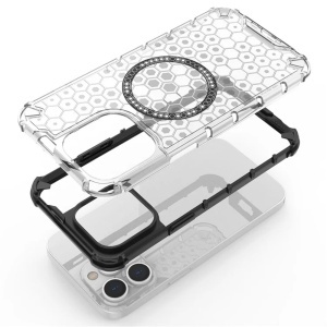 Husa transparenta pentru iPhone 14 Pro - Techsuit HoneyComb Shield MagSafe - White - Img 5