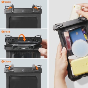 Husa universala pentru telefon - Spigen Waterproof Case (A603) - Black - Img 12