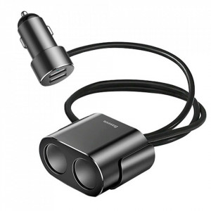 Incarcator auto Baseus High Efficiency 2 sloturi bricheta 80W +dual USB negru