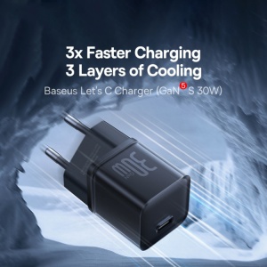 Incarcator GaN5S, Type-C, Fast Charge, 30W - Baseus Gallium Nitride (P10162504113-00) - Black - Img 5