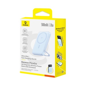Acumulator Extern Type-C, Qi2, 20W, 5000mAh, with Cable Type-C - Baseus PicoGo (P10076800213-01) - Blue - Img 10
