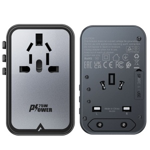 Adaptor pentru Priza 3x Type-C, EU, UK, AUS, US, GaN, PD75W - Acefast (Z1) - Black - Img 5