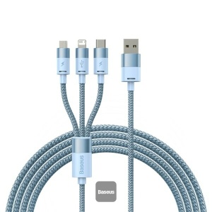 Cablu Baseus StarSpeed 1-in-3 Fast Charge USB M+L+C 3.5A 1.2m albastru - Img 2