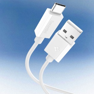 Cablu pentru Alimentare USB, Type-C, 60W, 480Mbps, 2m - Spigen Essential (EB6020AC) - White - Img 3