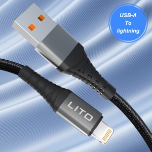 Cablu USB la Lightning, 2.4A, 1m - Lito (LD08) - Black - Img 5