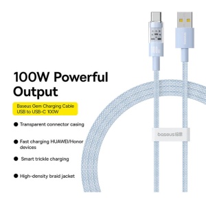 Cablu USB la Type-C, Super Fast Charging 100W, 1m - Baseus Gem (P10373002311-00) - Galaxy Blue - Img 6