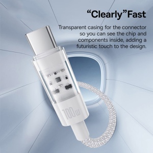 Cablu USB la Type-C, Super Fast Charging 100W, 1m - Baseus Gem (P10373002211-00) - Moon White - Img 2