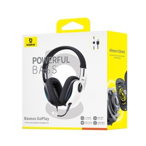 Casti cu Fir pentru Gaming, Microfon Detasabil, Lumina Ambientala LED - Baseus GoPlay 1 Max (A00181003213-00) - Moon White - Img 6