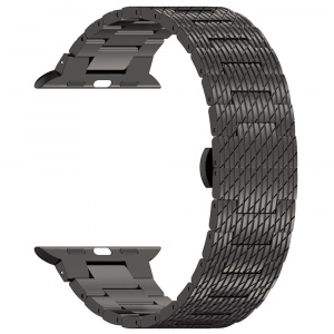 Curea pentru Apple Watch 1/2/3/4/5/6/7/8/9/10/SE/SE 2 (38/40/41/42mm) - Techsuit Watchband (W052) - Black - Img 1