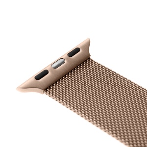 Curea pentru Apple Watch 1/2/3/4/5/6/7/8/9/10/SE/SE 2 (38/40/41/42mm) - Fixed Mesh Strap - Rose Gold - Img 3