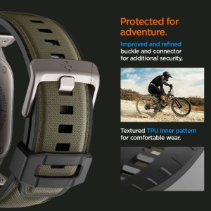 Curea pentru Apple Watch 1/2/3/4/5/6/7/8/9/10/SE/SE 2/Ultra/Ultra 2 (42/44/45/46/49mm) - Spigen DuraPro Armor - Military Green - Img 13