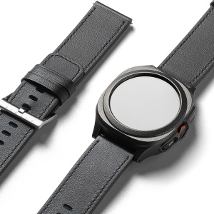 Curea pentru Fossil Hybrid 24mm / Mobvoi TicWatch Pro 5 / Suunto 9 / Suunto 9 Baro / Suunto D5 - Ringke Leather One Basic Bold - Black - Img 1