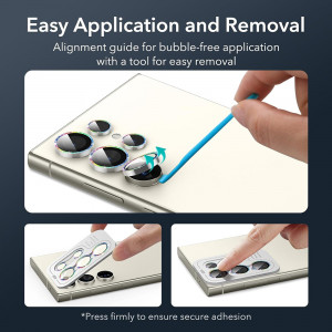 Folie Camera pentru Samsung Galaxy S24 Ultra - ESR Lens Protector Tempered Glass - Rhinestone - Img 3