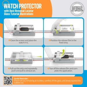 Folie pentru Apple Watch 7 / 8 (45mm) cu Aplicator - Blueo High Molecule Screen Protector - Black - Img 13